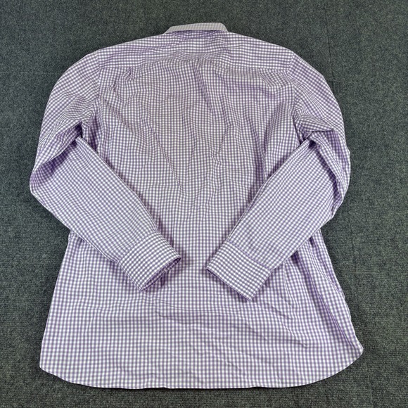 (2) Bonobos Dress Shirt Mens 16-35 Blue Purple Check Wrinkle Free Slim Button Up - Picture 10 of 14
